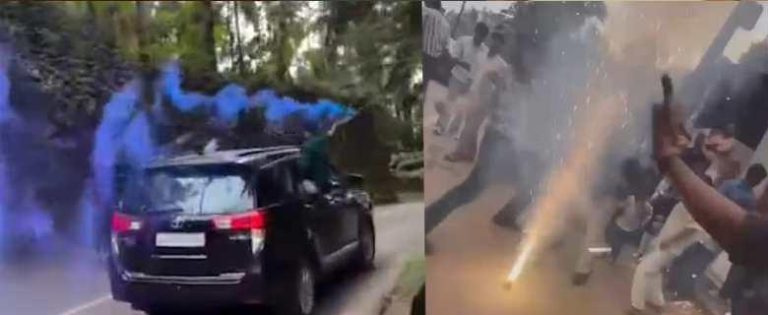 പടക്കം പൊട്ടിച്ച്, വഴി മുടക്കി കല്ല്യാണ റീല്‍ ; വരനും സുഹൃത്തുക്കള്‍ക്കുമെതിരെ കേസ്