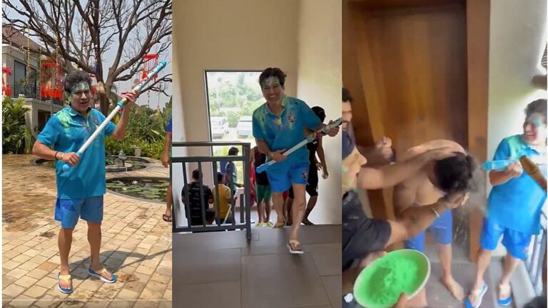 യുവരാജിനെ വിളിച്ചുണര്‍ത്തി ചായത്തില്‍ മുക്കി സച്ചിനും സംഘവും; വൈറല്‍ ഹോളി ആഘോഷം