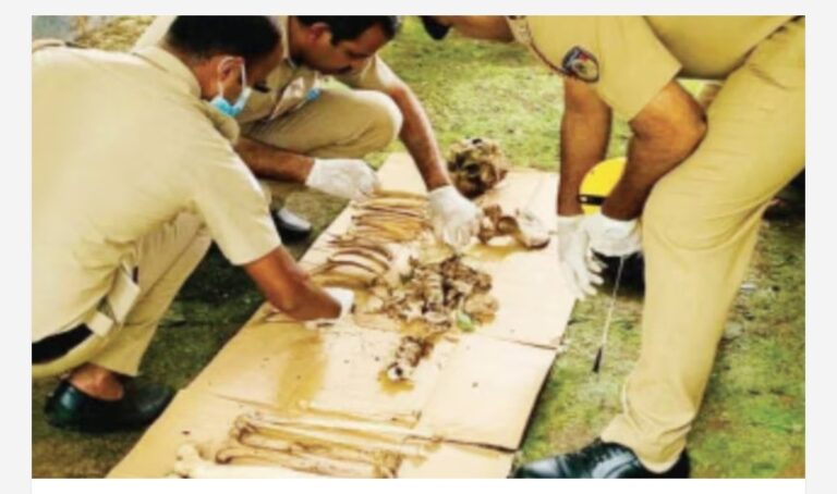 കാട് വെട്ടിത്തെളിക്കുന്നതിനിടെ പൂട്ടിയിട്ട വീടിന് സമീപത്തെ പറമ്പിൽനിന്ന്‌ മനുഷ്യന്റെ അസ്ഥികൾ കണ്ടെത്തി; അന്വേഷണം