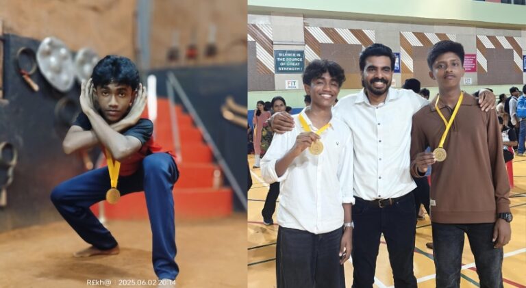 ദേശീയ കളരിപ്പയറ്റ് ചാമ്പ്യന്‍ഷിപ്പ് ; സ്വര്‍ണ്ണം കൊയ്ത് വി കെ എം കളരിയിലെ ഇഷാനും പവനും