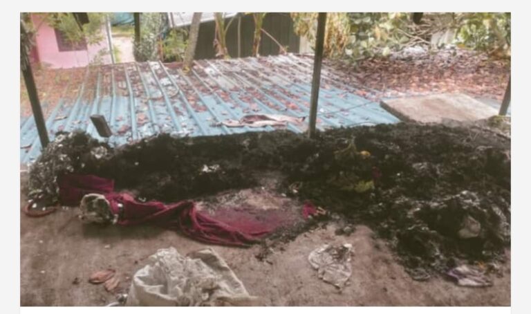 വീടിന് മുകളിൽ സൂക്ഷിച്ചിരുന്ന പന്തൽ സാമഗ്രികൾക്ക് തീയിട്ട് അജ്ഞാതർ; ഉടമയ്ക്ക് ഒന്നര ലക്ഷം രൂപയുടെ നഷ്ടം
