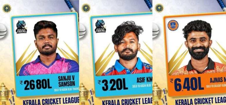 കേരള ക്രിക്കറ്റ് ലീഗ്:&nbsp; സഞ്ജു സാംസണെ സ്വന്തമാക്കി കൊച്ചി ബ്ലൂ ടൈഗേഴ്‌സ്