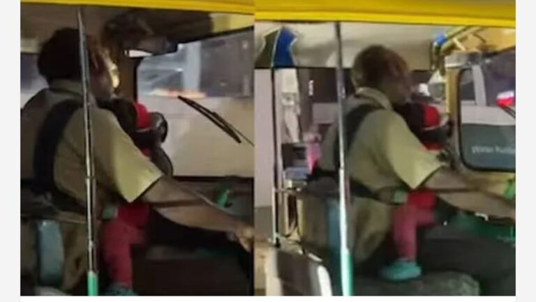 കുഞ്ഞിനെ മാറോടണച്ച് ജോലി ചെയുന്ന ഓട്ടോ ഡ്രൈവർ; ഹൃദയസ്പർശിയായ ദൃശ്യങ്ങളെന്ന് കാഴ്ചക്കാർ; വീഡിയോ സൈബറിടത്ത് വൈറൽ