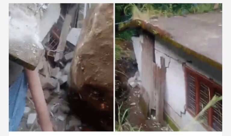 ഇടുക്കിയിൽ കൂറ്റൻ പാറ അടർന്നു വീണത് വീടിനു മുകളിലേക്ക്; വീട് പൂർണമായും തകർന്നു; വീടിനകത്തുണ്ടായിരുന്ന 18 കാരി രക്ഷപ്പെട്ടത് തലനാരിഴയ്ക്ക്