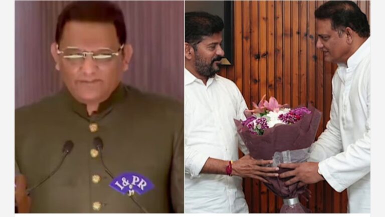 ഇന്ത്യൻ മുൻ ക്രിക്കറ്റ് താരം മുഹമ്മദ് അസ്ഹറുദ്ദീൻ മന്ത്രിയായി സത്യപ്രതിജ്ഞ ചെയ്തു; രേവന്ത് റെഡ്ഡി മന്ത്രിസഭയിലെ ഏക മുസ്ലിം മന്ത്രി