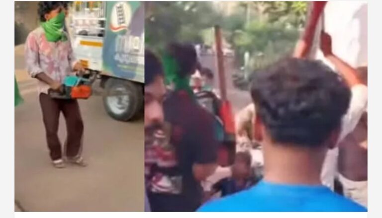 മലപ്പുറം തെന്നലയിൽ കൊട്ടിക്കലാശത്തിൽ യുഡിഎഫ് പ്രവർത്തകർ എത്തിയത് മരംമുറിക്കുന്ന യന്ത്രവാൾ കൊണ്ട്; പരാതി നൽകാനൊരുങ്ങി സിപിഎം പ്രവർത്തകർ